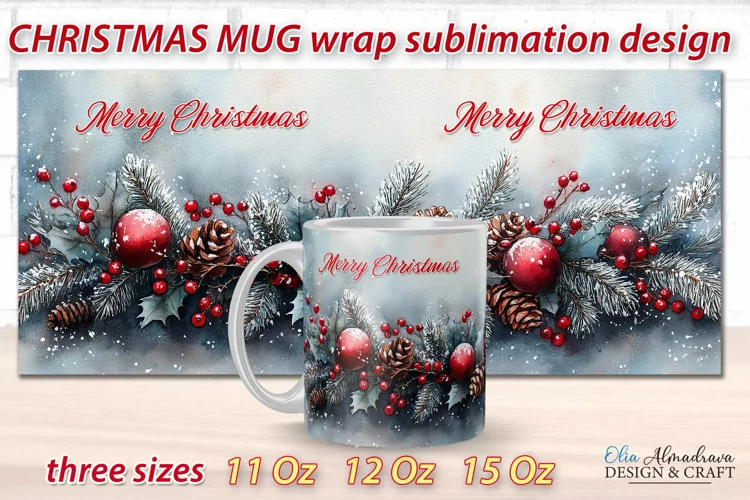Christmas Mug Wrap design| Mug Sublimation Cricut Templates