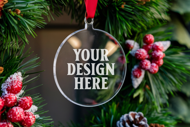 Acrylic Christmas Ornament Mockups | Clear Holiday Ornament