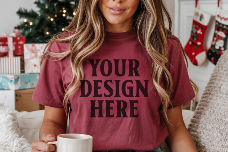 Christmas Comfort Colors 1717 Cumin T-Shirt Mockup Real
