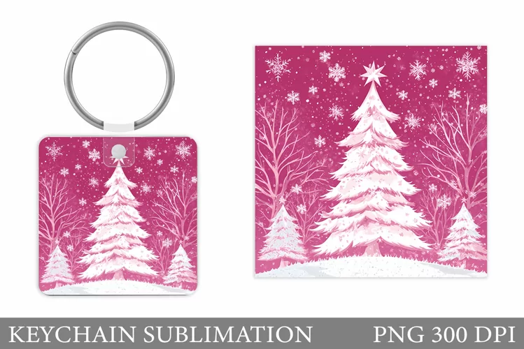 Christmas Tree Keychain. Christmas Keychain Sublimation