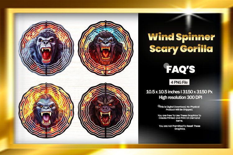 Scary Gorilla Wind Spinner Sublimation - 04 Variation example image 1
