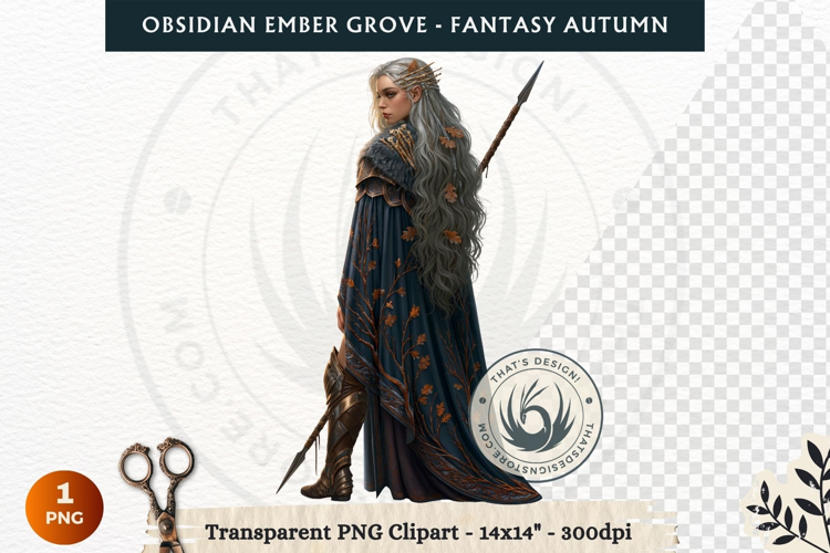 Dark Autumn Fantasy Clipart PNG for RPG Obsidian Ember Grove