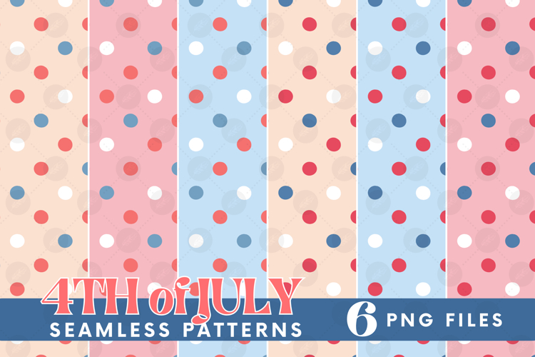 America 4th July Coquette Polka Dot Seamless Pattern Bundle