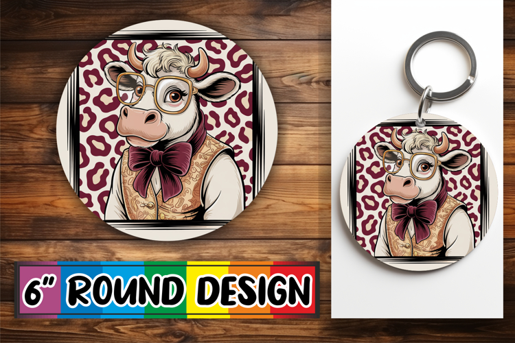 Joyful Circle Designs for Parties, Cute Cow