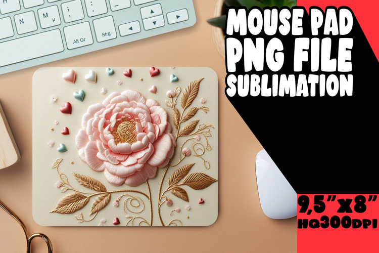 Playful Mouse Mat Sublimation PNG, 3D Flower