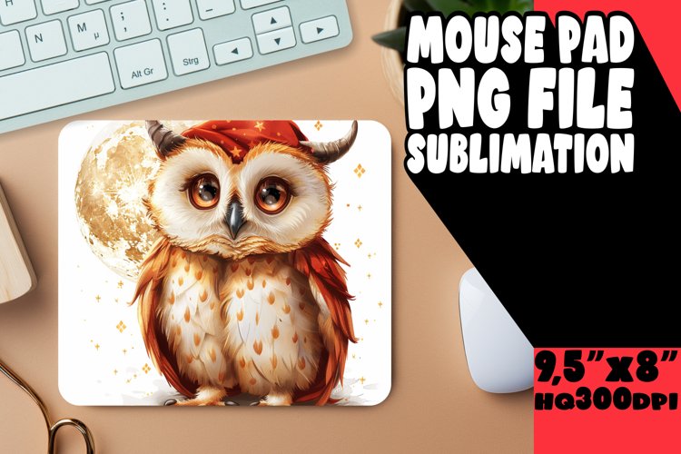 Watercolor Owl Mouse Pad Spring example image 1