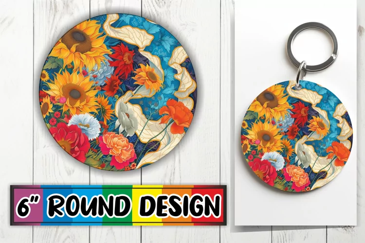 Whimsical Blossom Round Ornament Sublimation