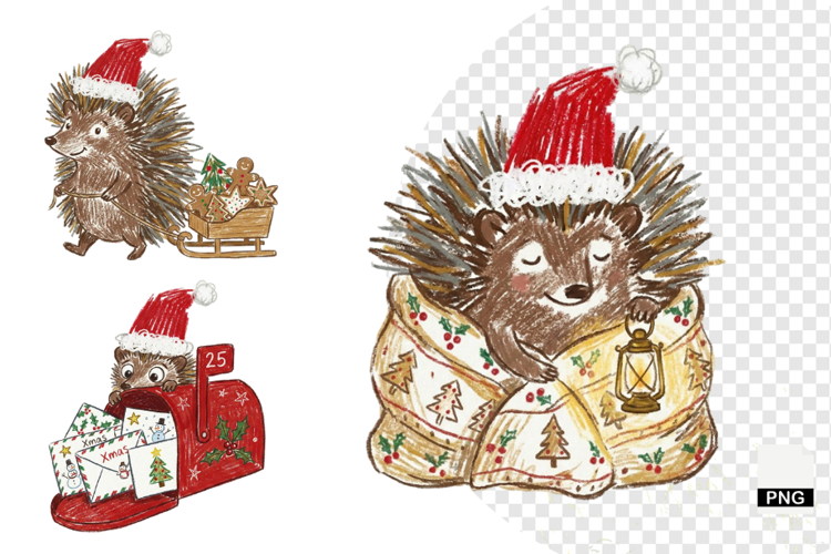 Christmas Hedgehog Clipart