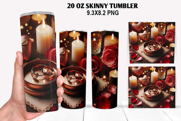 Valentine Skinny Tumbler 20oz Wrap Design, Valentine Tumbler