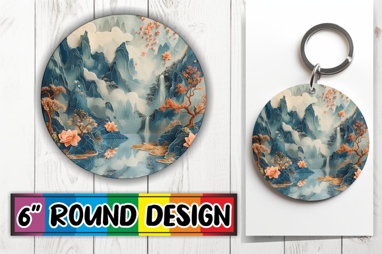 Spring Beauty Sublimation Circle Kaychain Embroidery Print example image 1