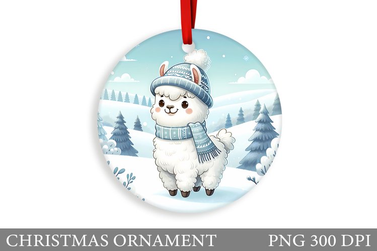 Winter Lama Christmas Ornament. Christmas Ornament Design