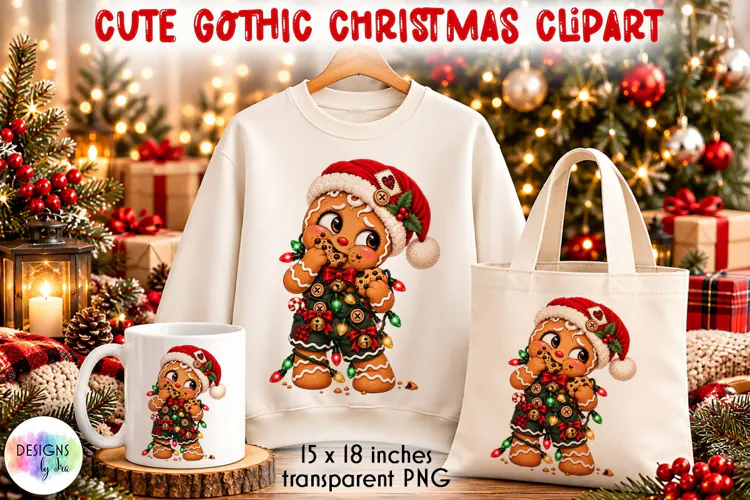 Gothic Gingerbread Christmas Boy PNG Clipart