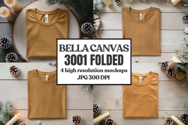 Christmas Bella Canvas 3001 Folded Tshirt Mockup