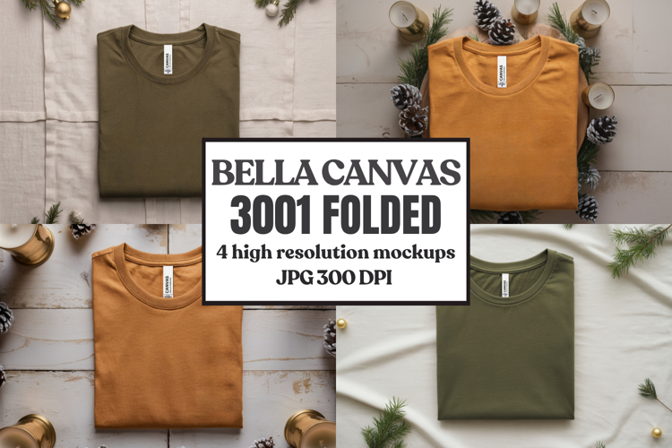 Christmas Bella Canvas 3001 Folded Tshirt Mockup