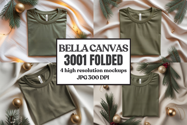 Christmas Bella Canvas 3001 Folded Tshirt Mockup