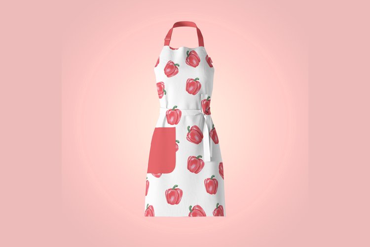 Hand drawn watercolor seamless pattern with red bell peppers example image 1