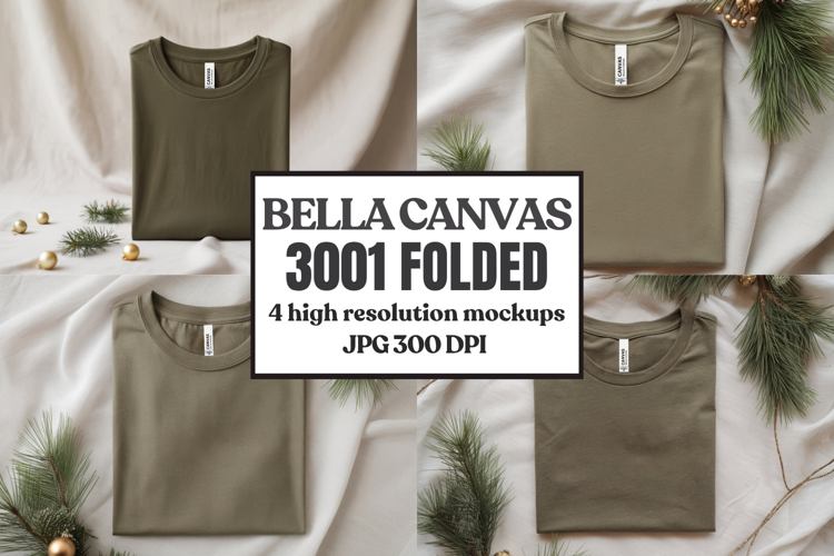 Christmas Bella Canvas 3001 Folded Tshirt Mockup