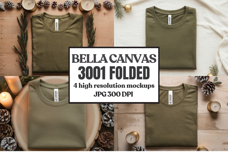 Christmas Bella Canvas 3001 Folded Tshirt Mockup
