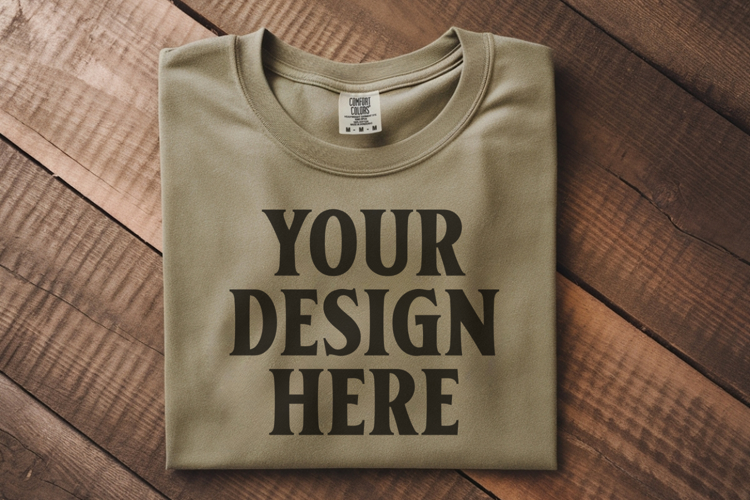 Moss Comfort Colors 1717 Folded Tshirt Mockups