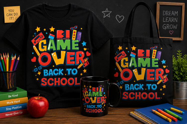 Game Over Back to School PNG, Gamer Teacher Design example image 1