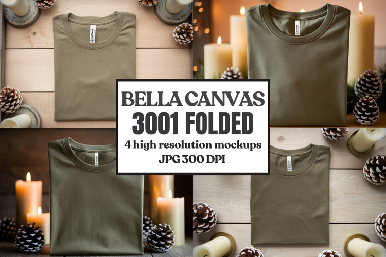 Christmas Bella Canvas 3001 Folded Tshirt Mockup