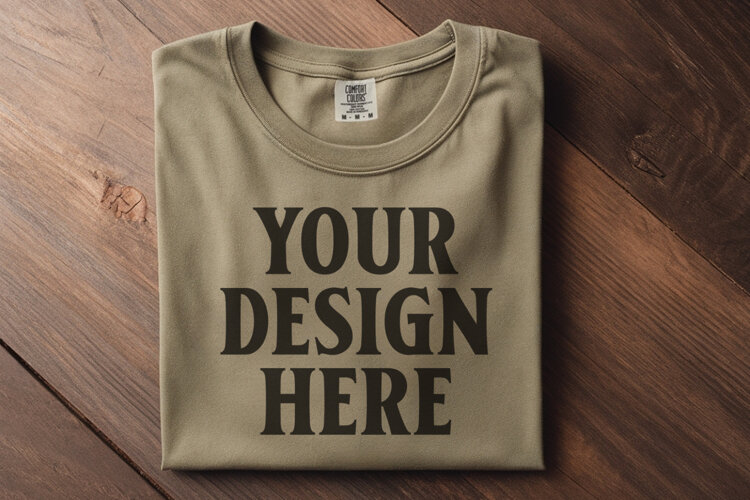 Moss Comfort Colors 1717 Folded Tshirt Mockups example image 1