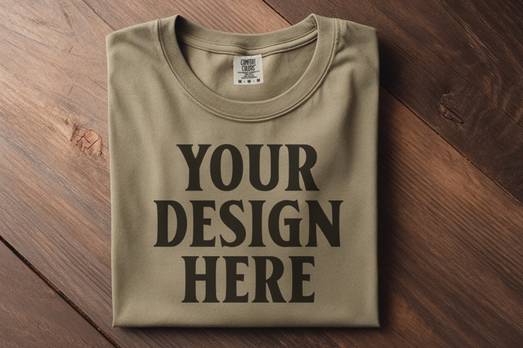 Moss Comfort Colors 1717 Folded Tshirt Mockups