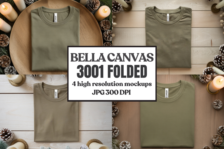 Christmas Bella Canvas 3001 Folded Tshirt Mockup