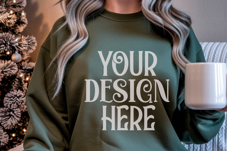 Christmas Gildan 18000 Military Green Crewneck Sweatshirt Mo