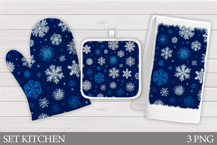 Snowflakes Oven Mitt Design. Christmas Square Pot Holder
