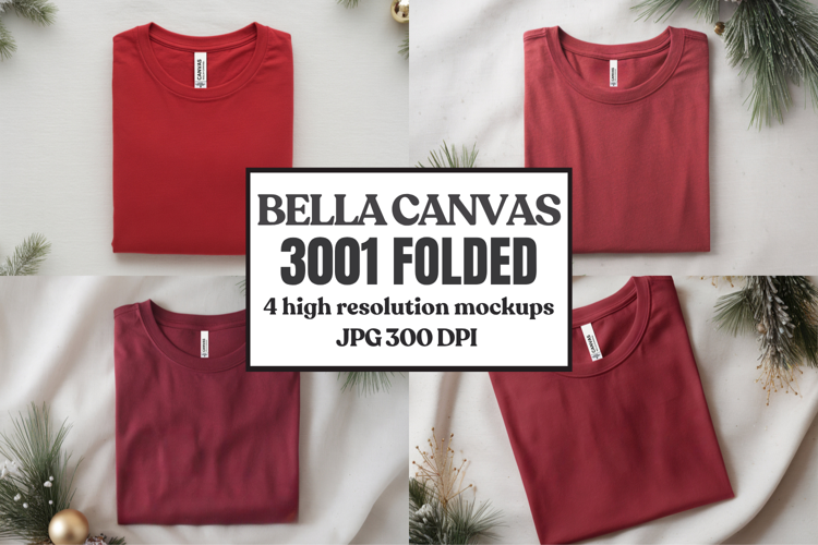 Christmas Bella Canvas 3001 Folded Tshirt Mockup