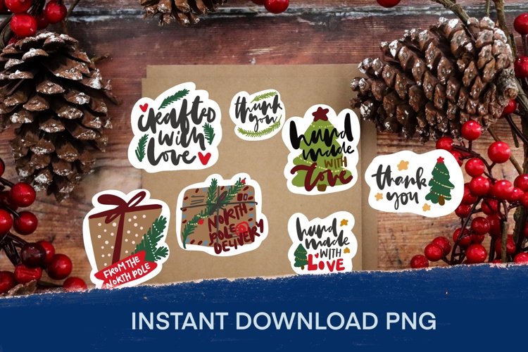 Small business sticker bundle. Christmas stickers. Hand made example image 1