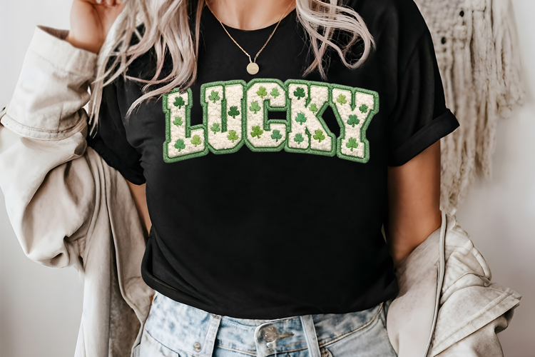 Lucky Chenille png | St Patricks Day Patch Shirt Design