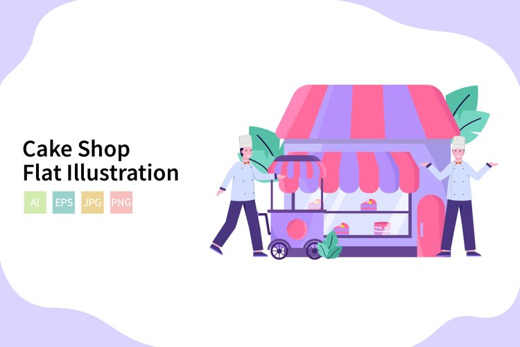 Cake Shop Vector Illustration In Flat Modern Style example image 1