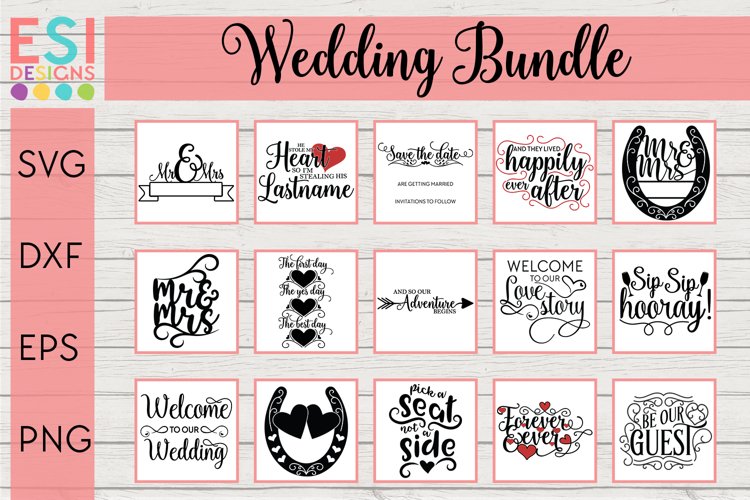 Wedding Bundle SVG - 15 Designs example image 1