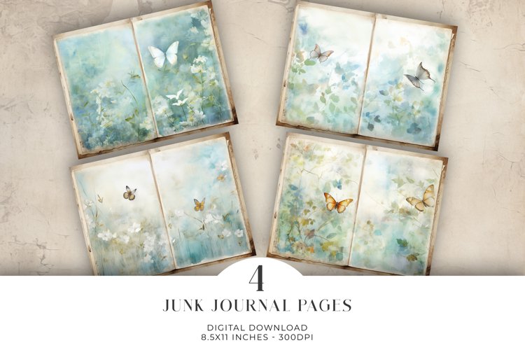 Watercolour Junk Journal Digital Paper Bi-fold