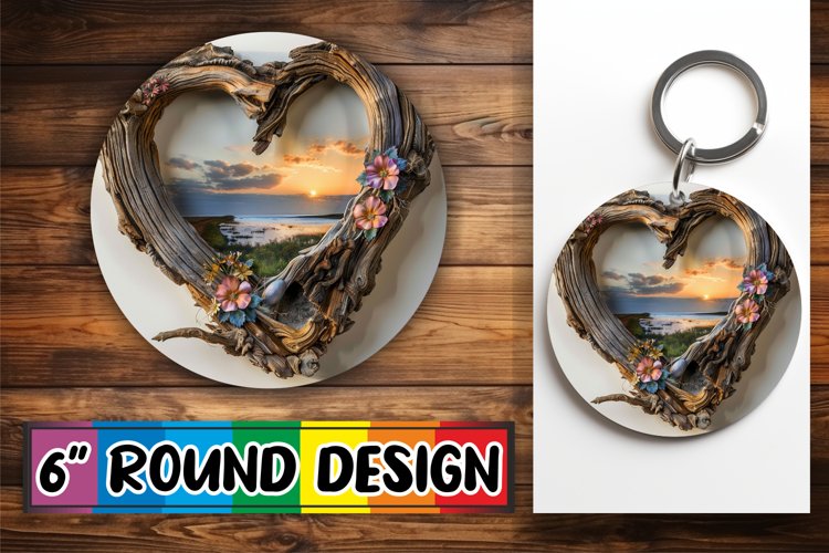 Serene Summer Sublimation 3D Heart Frame example image 1