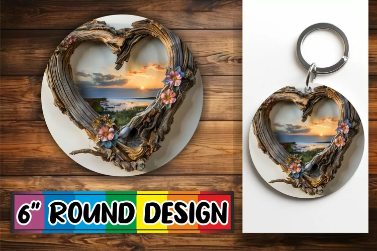 Serene Summer Sublimation 3D Heart Frame