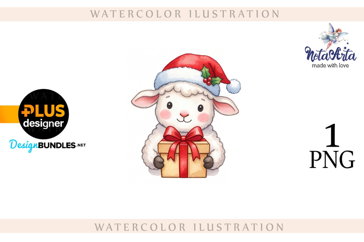 Christmas Sheep in Watercolor Style