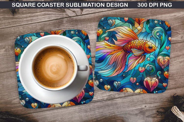 Fish Coaster Sublimation, Valentine Coaster PNG Design