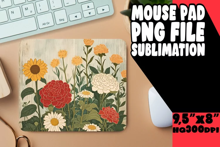 Retro Springtime Blossom Mouse Pad