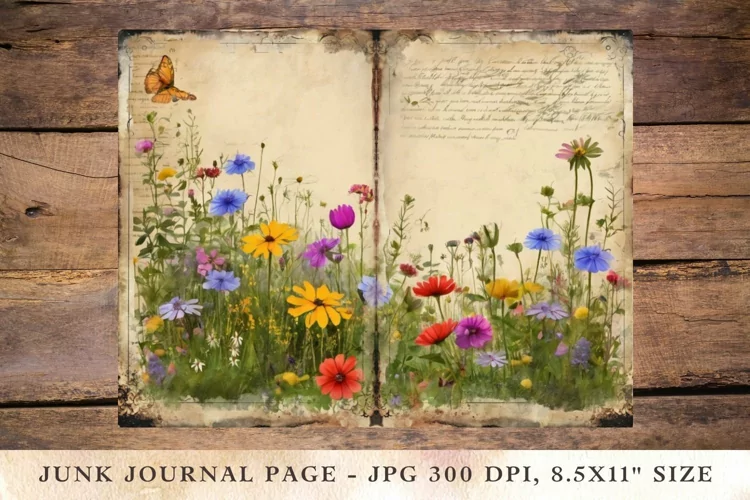 Printable Junk Journal Pages wildflower 30