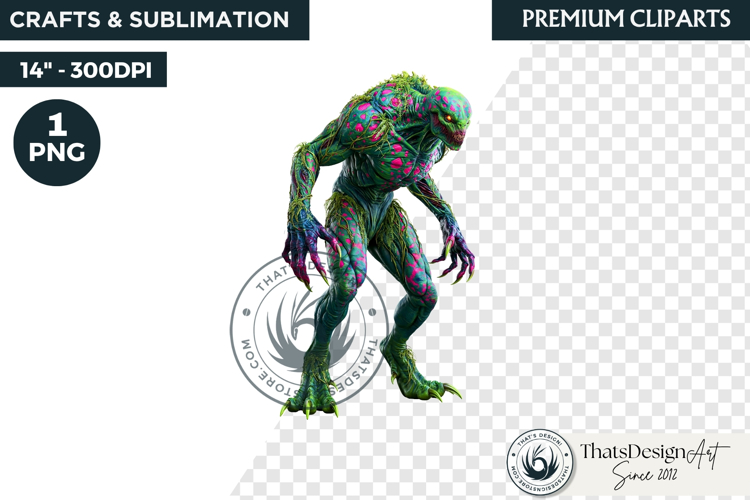 Halloween Acid Monster Clipart PNG Neon Fantasy Character
