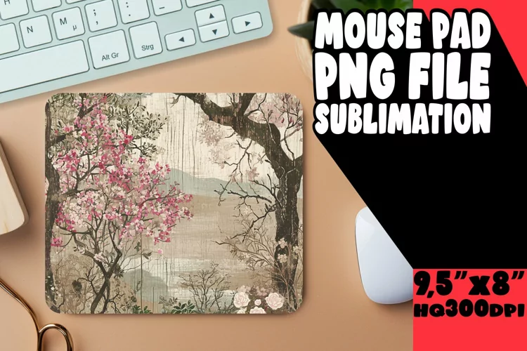 Springtime Arboreal Delight: Tree Pattern Mouse Pad