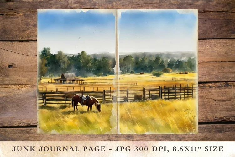 Printable Junk Journal Pages highland horse 1