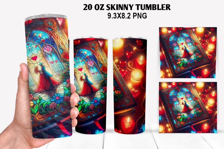 Valentine Skinny Tumbler 20oz Wrap Design, Valentine Tumbler
