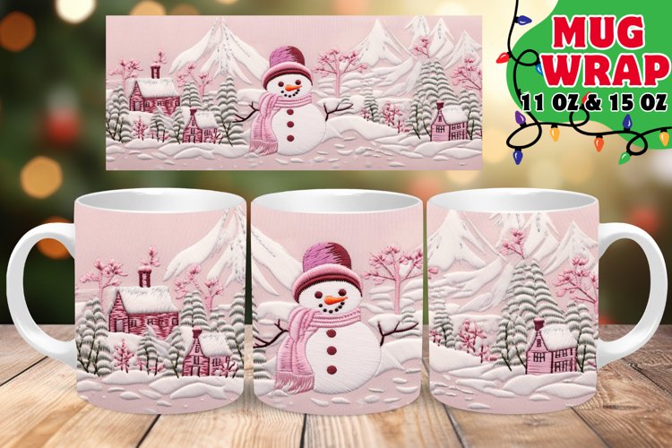 3D Embroidered Snowman Winter Fantasy 11oz Mug