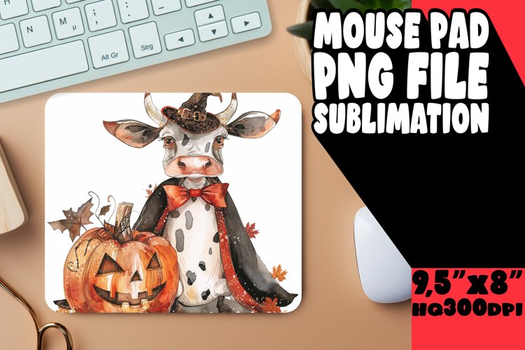 Adorable Cow Mouse Pad for Fall and Halloween
