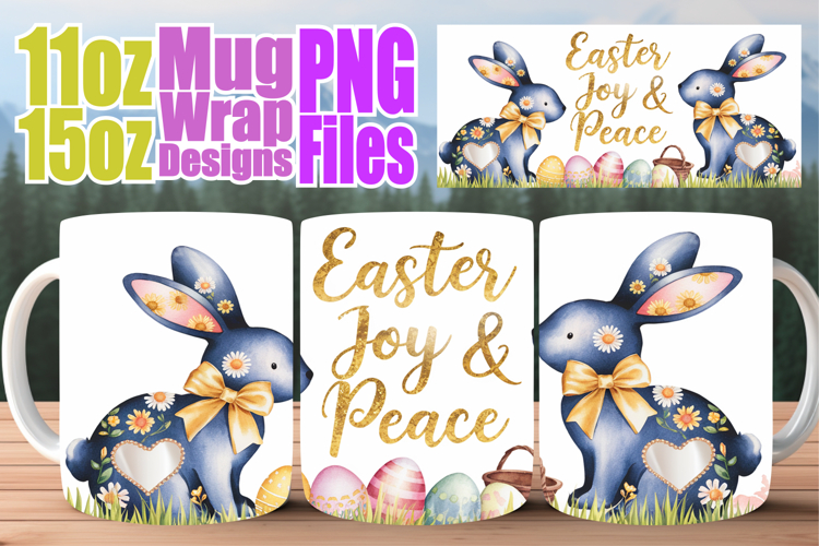 Serene sunsets 11oz 15oz sublimation wrap, Easter Bunny