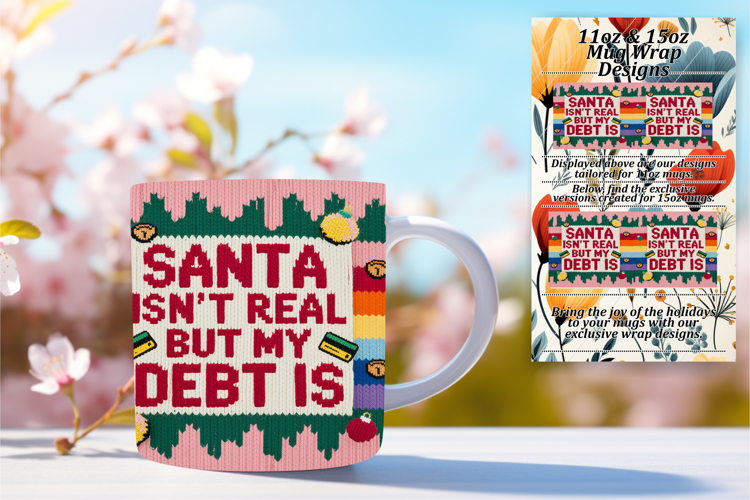 Unique 15oz Mug Wrap Png Artwork , Holiday